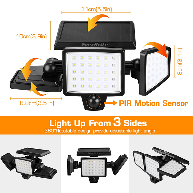 Luces solares para exteriores con sensor de movimiento, luce