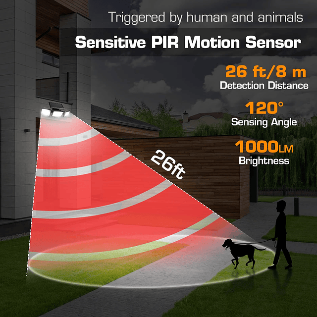Luces solares para exteriores con sensor de movimiento, luce