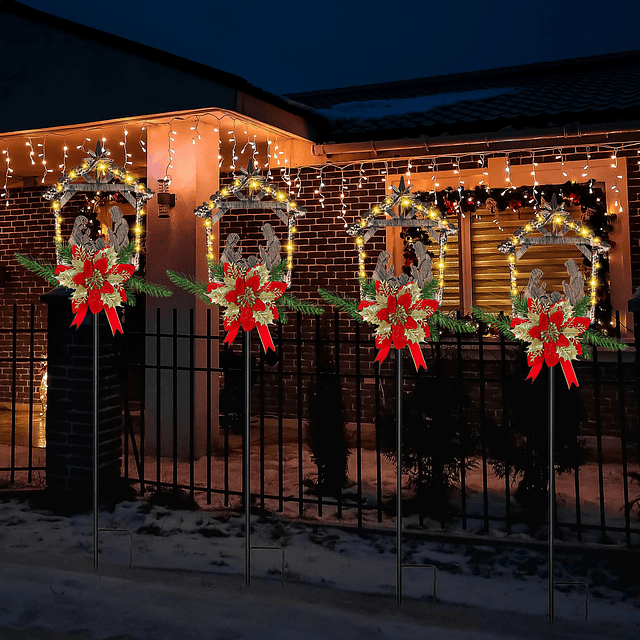 4 Piezas Estacas de Belén de Navidad Luces de Patio Estacas