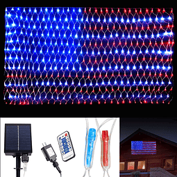 Luces de bandera americana con energía solar y enchufe 420 L