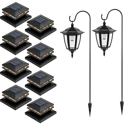 Paquete de 8 luces solares para postes y 2 paquetes de luces