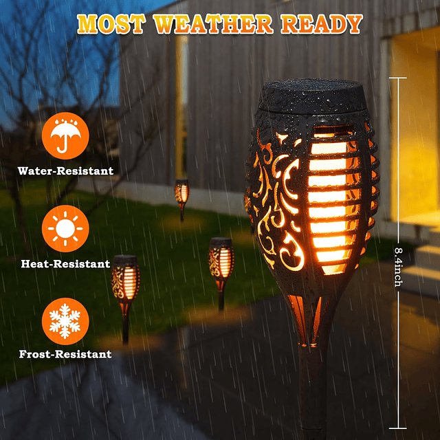 Paquete de 10 luces solares para exteriores, luces de antorc