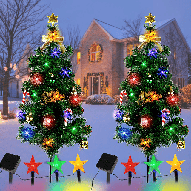 Luz solar para árbol de Navidad, decoración al aire libre, l