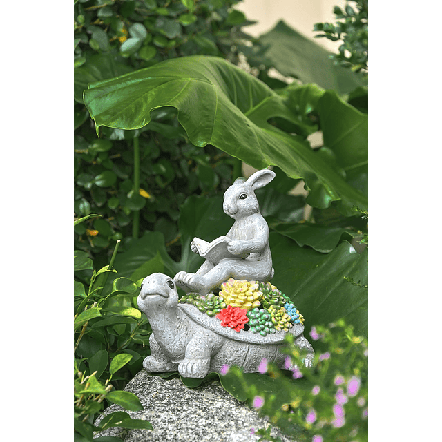 Estatuas de jardín Conejo Tortuga Luz solar al aire libre Es