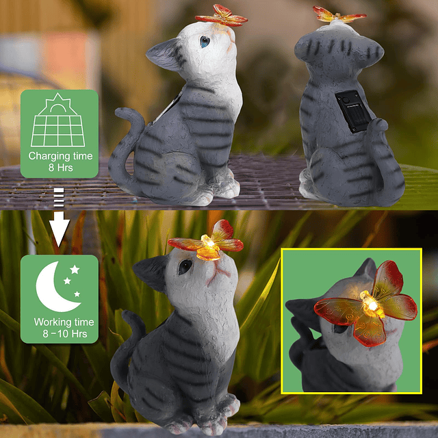 Estatuas de jardín para gatos, decoración al aire libre, est