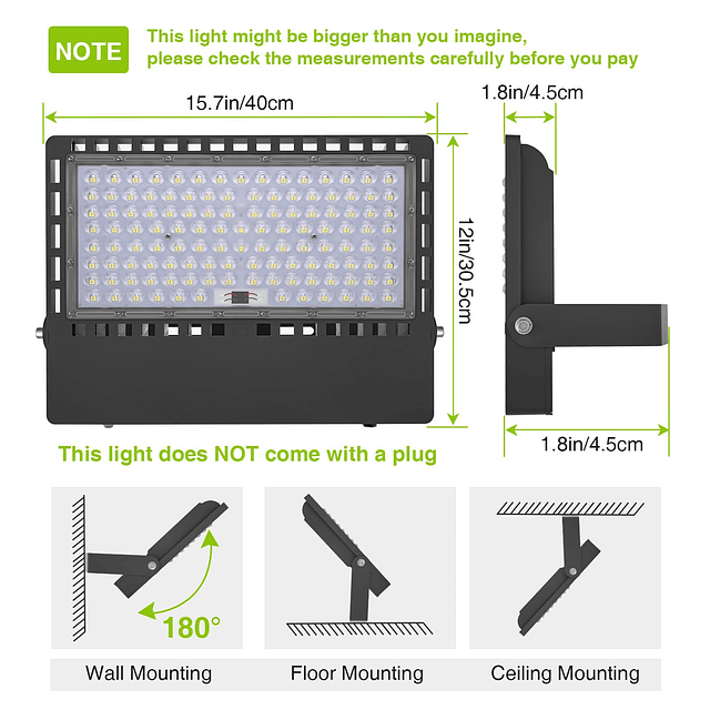 240W 36000LM Luz de inundación LED de atardecer a amanecer F