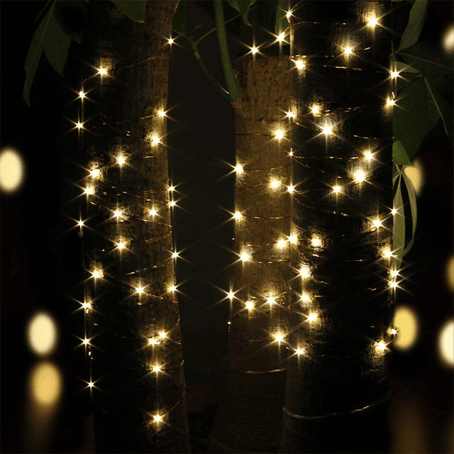 Guirnaldas de luces solares para exteriores, luces de hadas