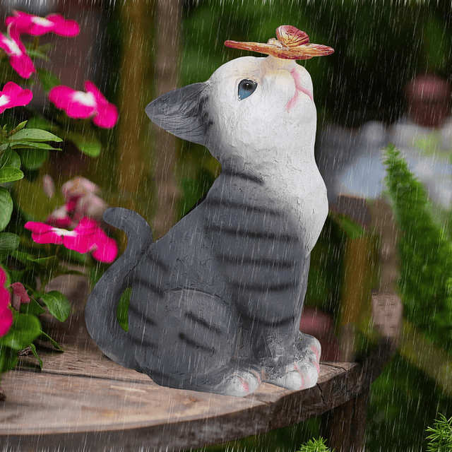 Estatuas de jardín para gatos, decoración al aire libre, est