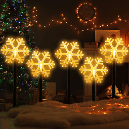 Luz LED de camino de copo de nieve con energía solar e imper