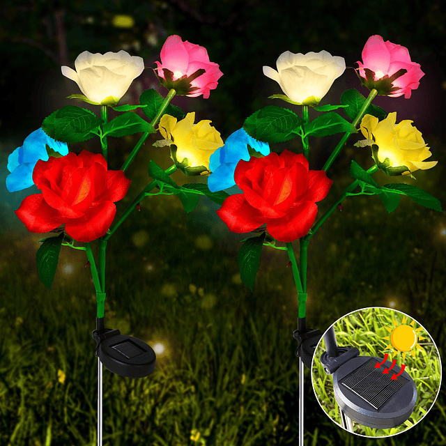 Luces solares de flores para jardín, regalo, paquete de 2 lu