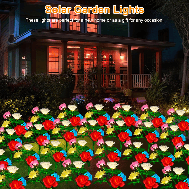 Luces solares de flores para jardín, regalo, paquete de 2 lu