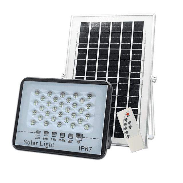 Luz de inundación solar con 128 LED 6500 K 1800 LM Temporiza