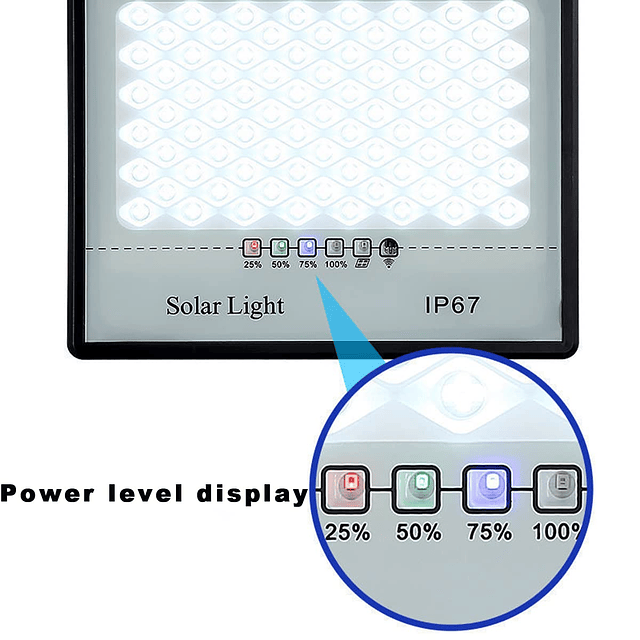 Luz de inundación solar con 128 LED 6500 K 1800 LM Temporiza