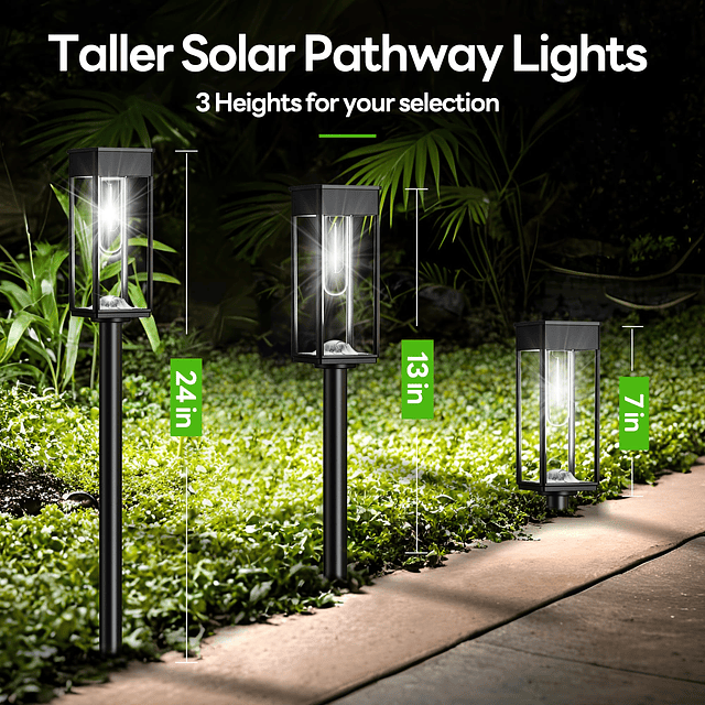 Luces solares para caminos al aire libre, paquete de 8 luces