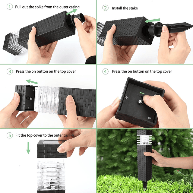 Paquete de 6 luces solares para caminos+8 unidades de luces