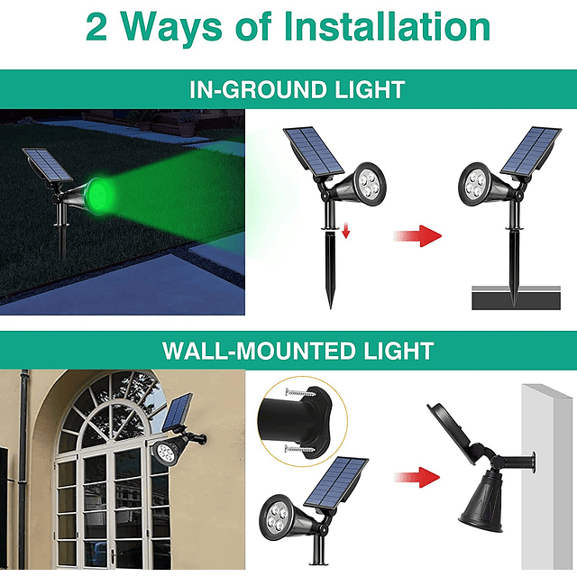 TSUNUS Focos solares para paisaje, luz de pared con energía