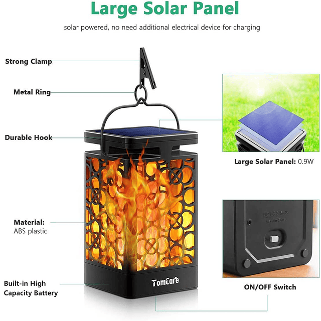 Luces solares para exteriores Llama parpadeante Antorchas so