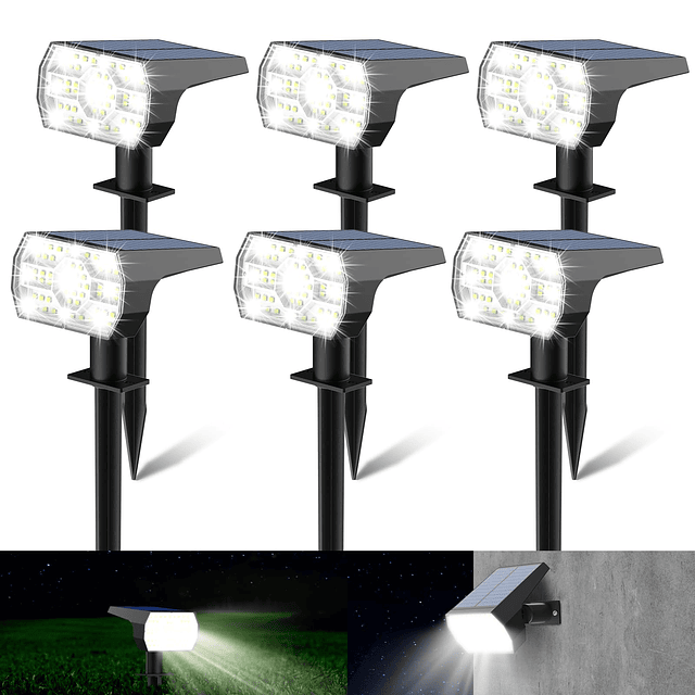 Luces solares para exteriores, impermeables, 3 modos de ilum