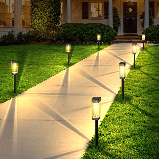 Paquete de 8 luces solares para caminos, luces solares imper