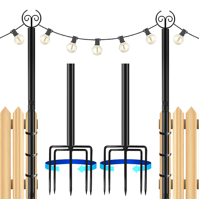 Paquete de 2 postes de luz de cadena de 9.8 pies, postes de