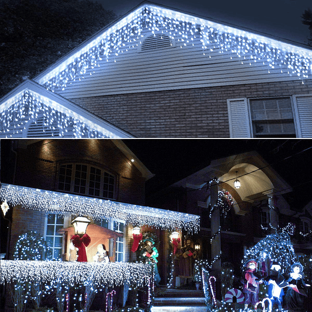 Luces navideñas para exteriores, luces solares de carámbano,