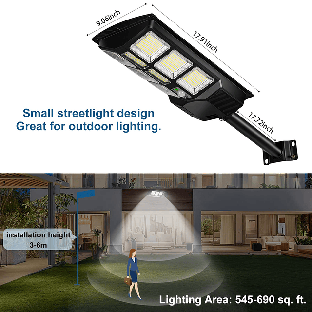 Luces de calle solares de 150 W, luces de inundación solares