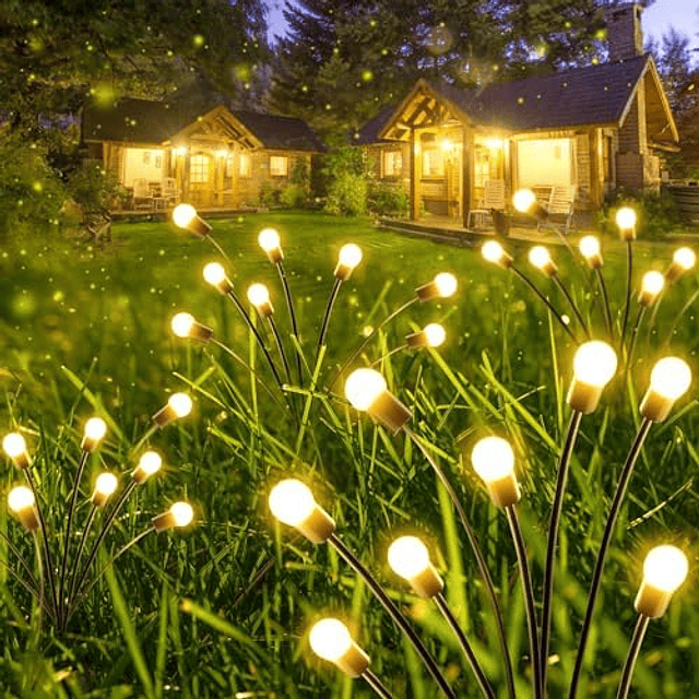 Paquete de 6 luces solares para jardín exterior, 48 LED, luc