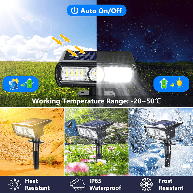 Focos solares para exteriores, paquete de 4 luces solares pa