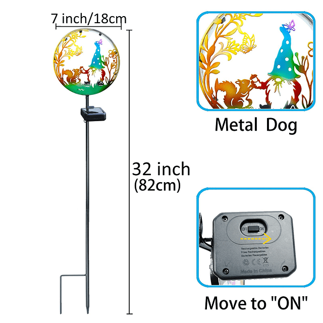 -Gnomo Solar decorativo para jardín, luces de estaca de Meta