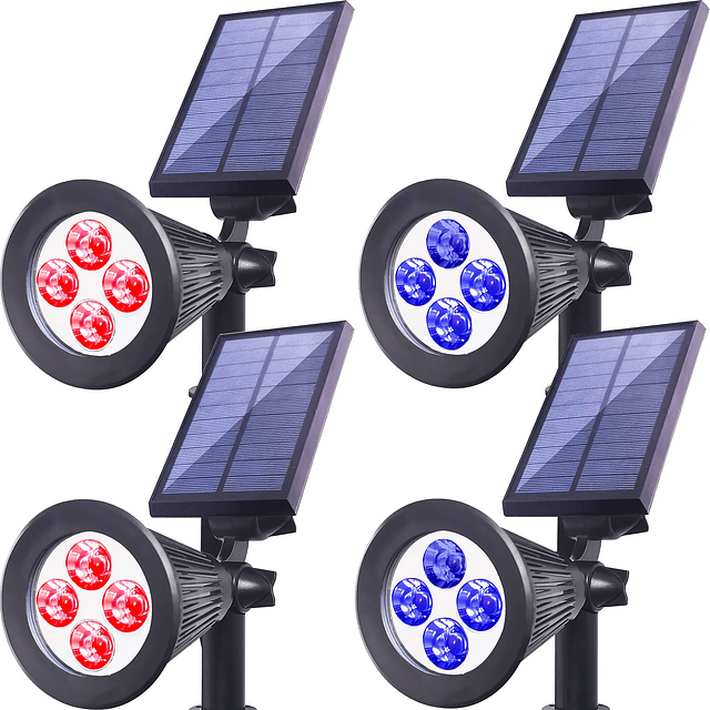 Focos solares para exteriores, impermeables, 4 focos LED par