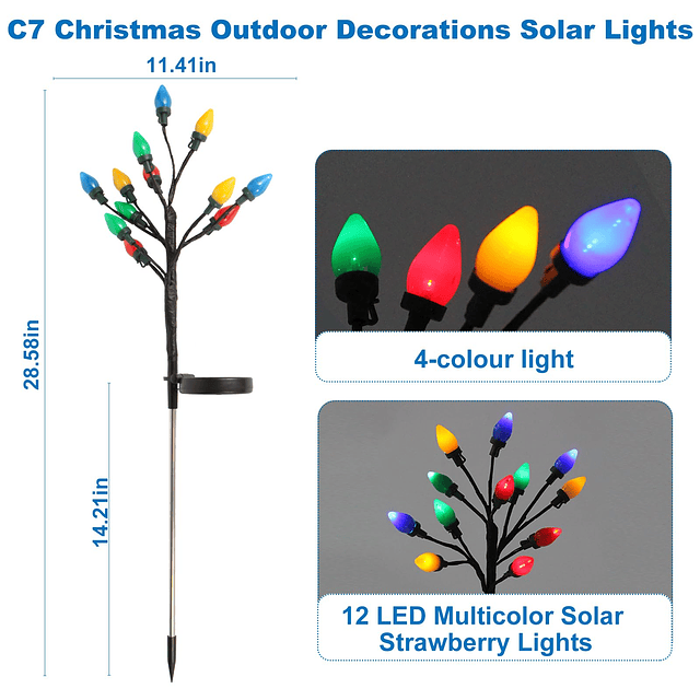 C7 Luces solares navideñas Luces navideñas para exteriores c