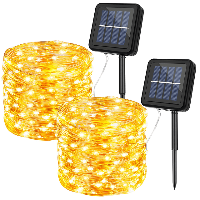 Guirnaldas de luces solares para exteriores, paquete de 2 lu