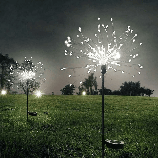 Luces solares de jardín, paquete de 2, 120 LED, luz de fuego