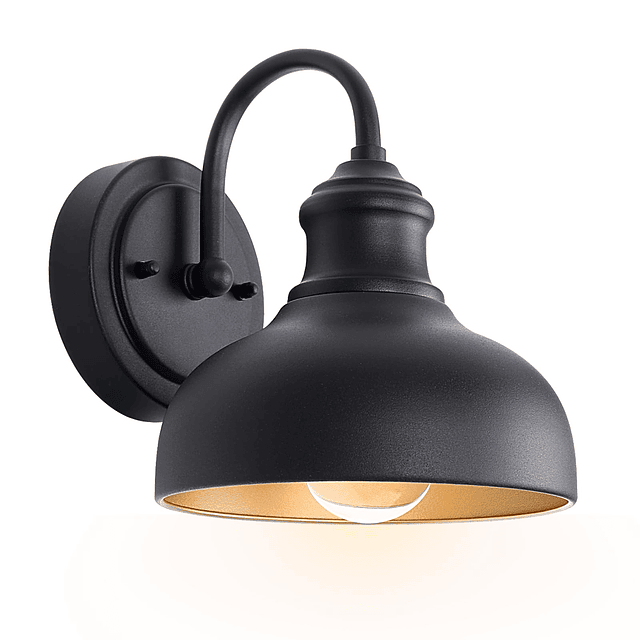 Luz de cuello de cisne negra para exteriores para granero, 7