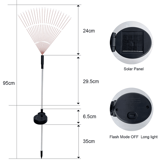 Luces solares de jardín, paquete de 2, 120 LED, luz de fuego