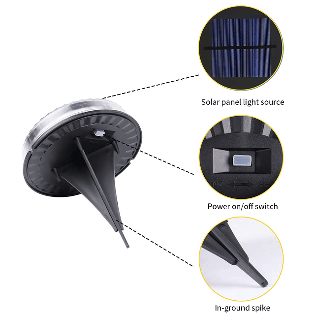 Luces solares de suelo LED para exteriores, luces de disco s