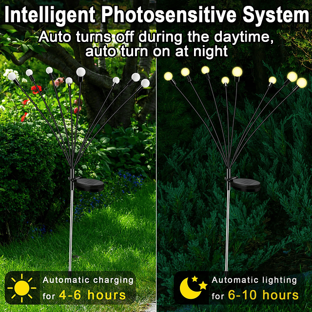Paquete de 8 64 luces LED solares de resorte para exteriores