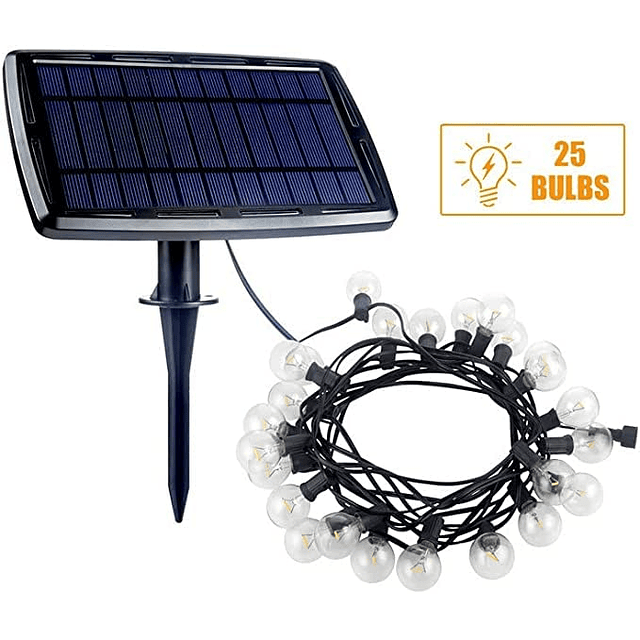 Guirnaldas de luces solares G40 de 27 pies, impermeables, co