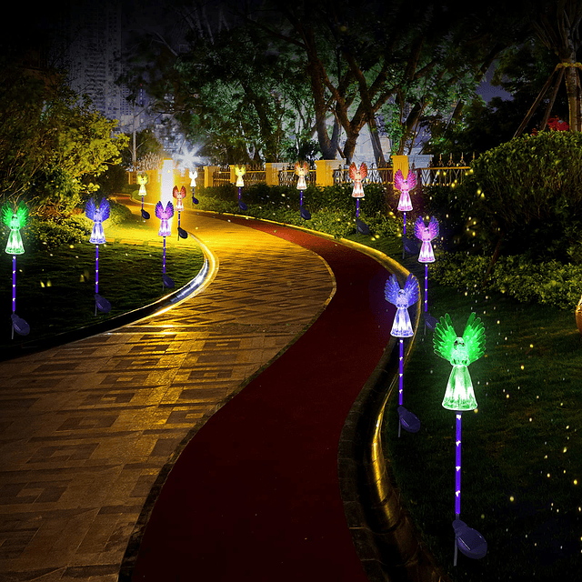 Luz decorativa solar para jardín al aire libre, paquete de 2