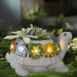 Estatuas solares para jardín al aire libre, tortuga con 5 lu