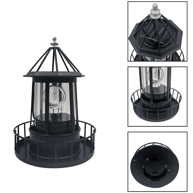 Faro solarFaro LED con energía solar Lámpara giratoria de 36