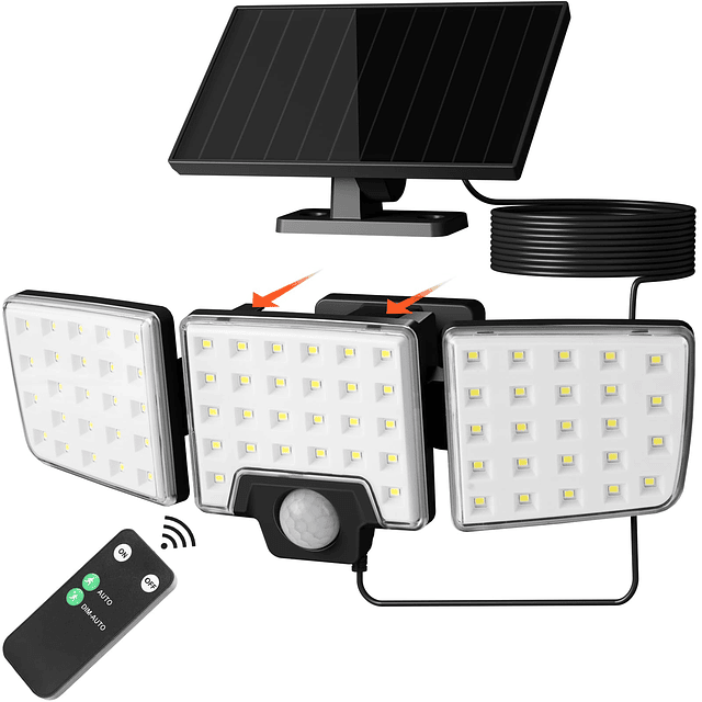 Luces solares de seguridad para exteriores, sensor de movimi