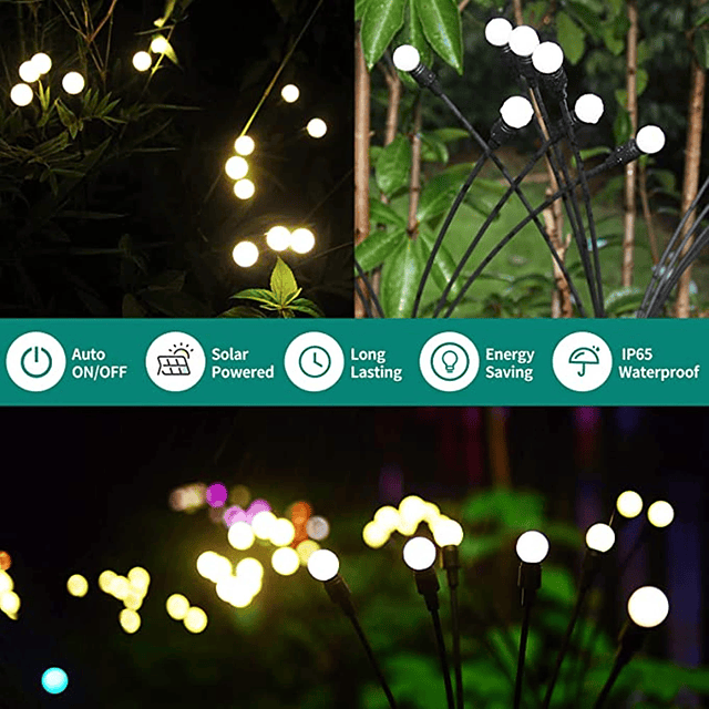 Luces solares de jardín de 10 LED, luz de jardín de luciérna