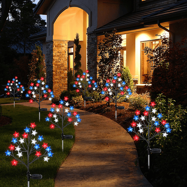 Paquete de 2 luces solares para exteriores del 4 de julio, l