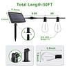 Cadena de luces solares para exteriores, luces de patio de 5