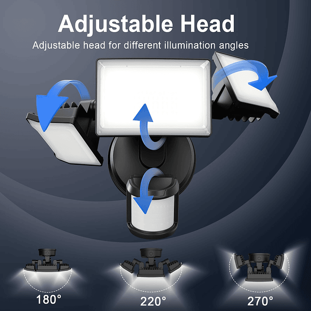 Luces exteriores con sensor de movimiento de 75 W, luces de
