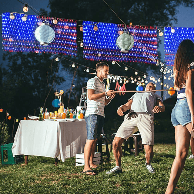 Luces solares de bandera americana mejoradas 2 en 1 y luces