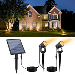 Focos solares LED con cable de 9.8 pies, luces de paisaje co