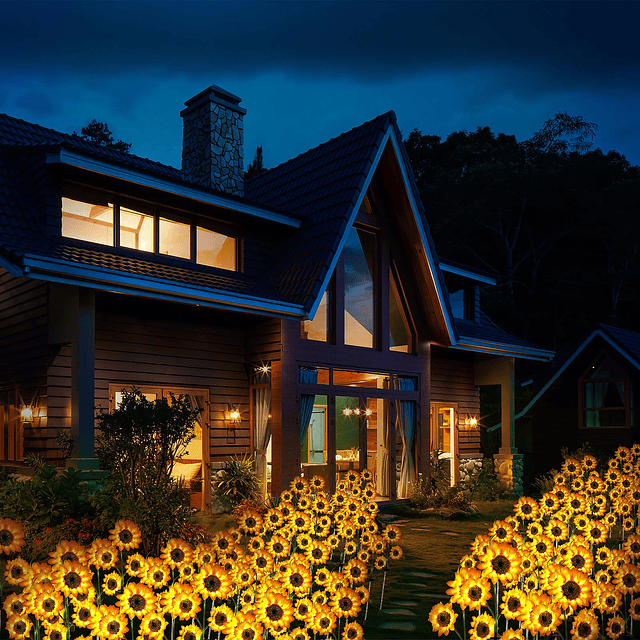 Luces solares de girasol para decoración al aire libre, paqu