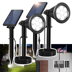 Foco solar al aire libre brillante 7 LED asta de bandera luz